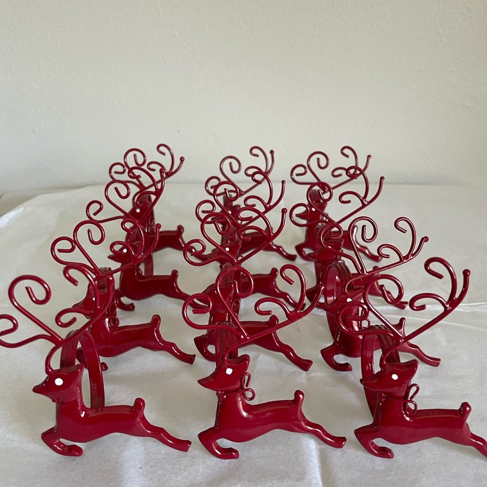 Red Reindeer Holiday Christmas Napkin Rings